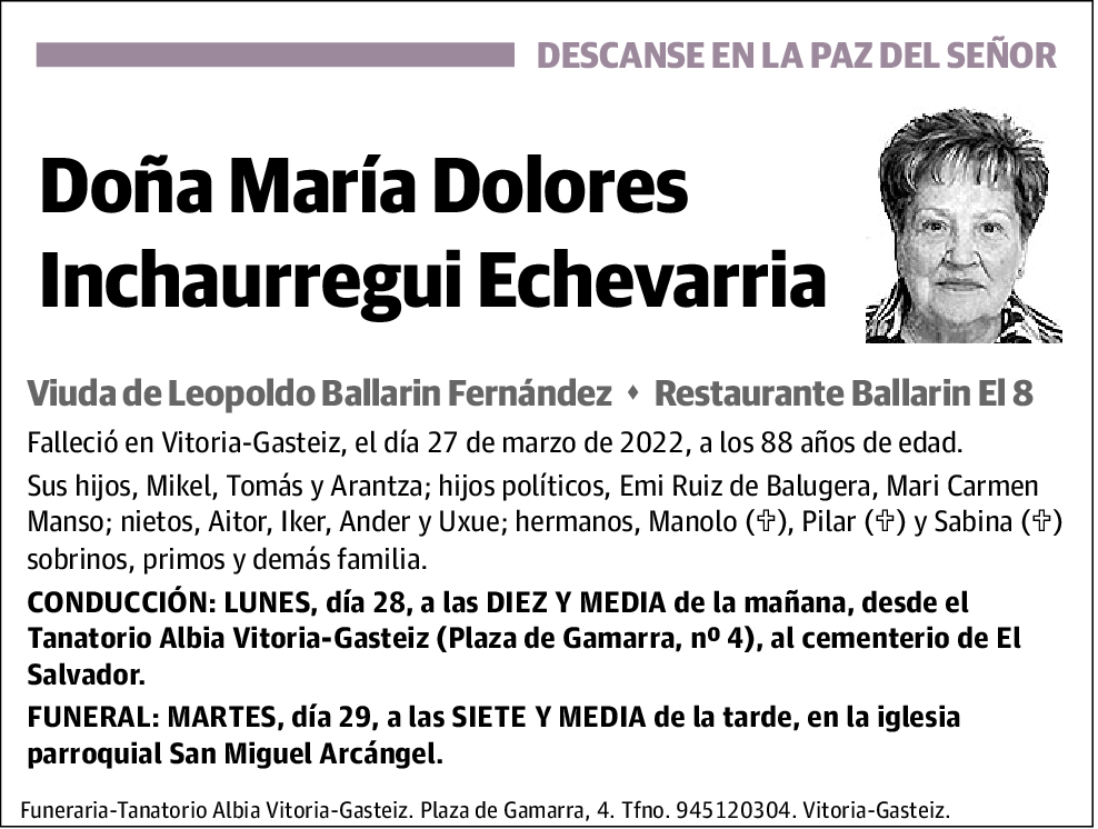 María Dolores Inchaurregui Echevarria