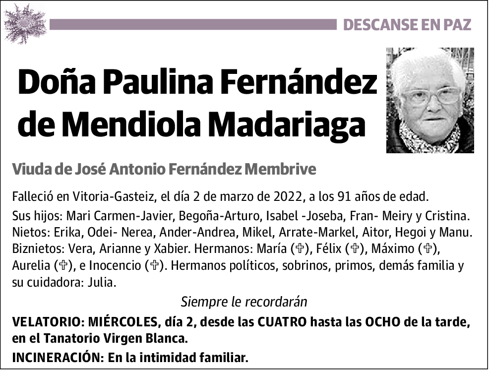 Paulina Fernández De Mendiola Madariaga