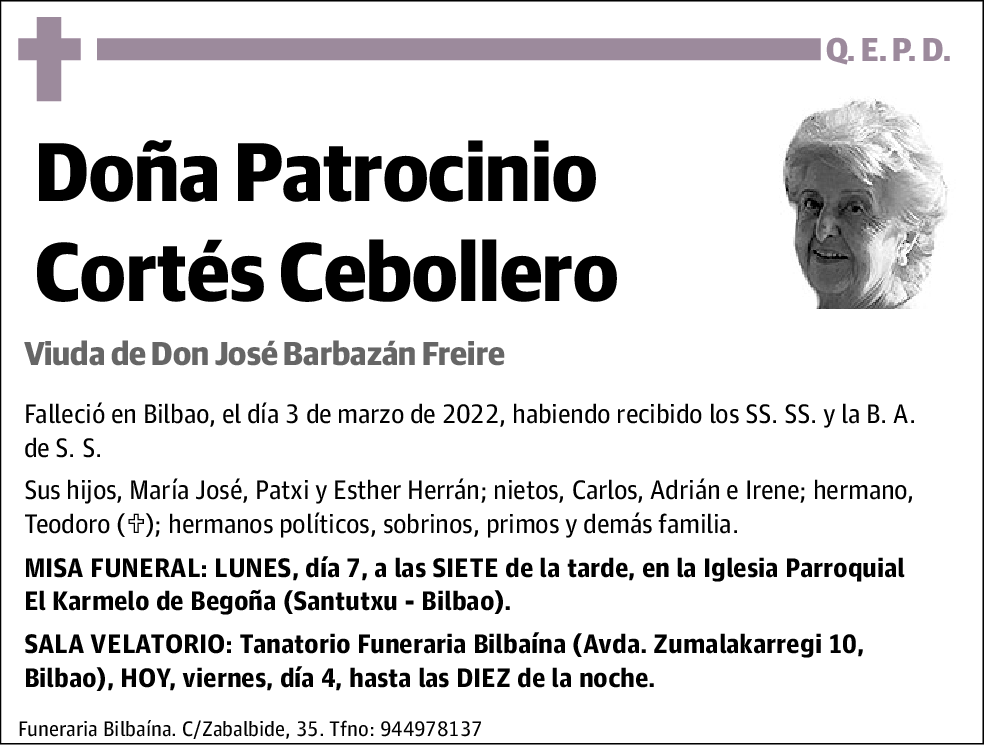 Patrocinio Cortés Cebollero