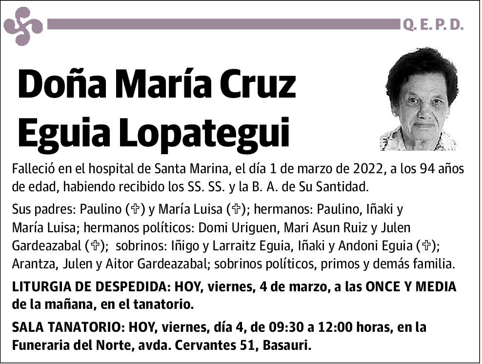 María Cruz Eguia Lopategui