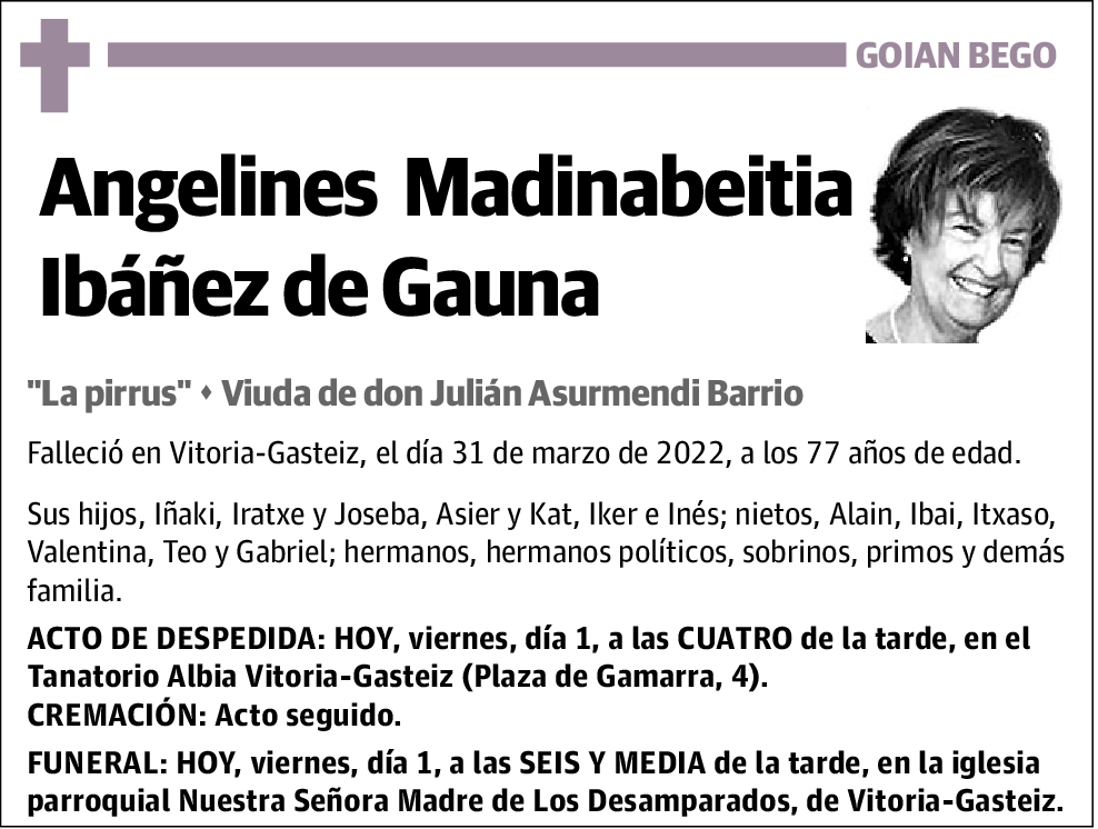 Angelines Madinabeitia Ibáñez de Gauna