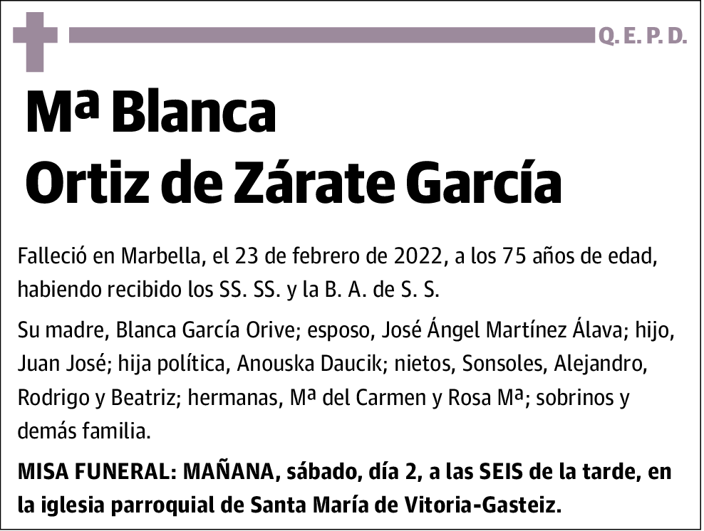 Mª Blanca Ortiz de Zárate García