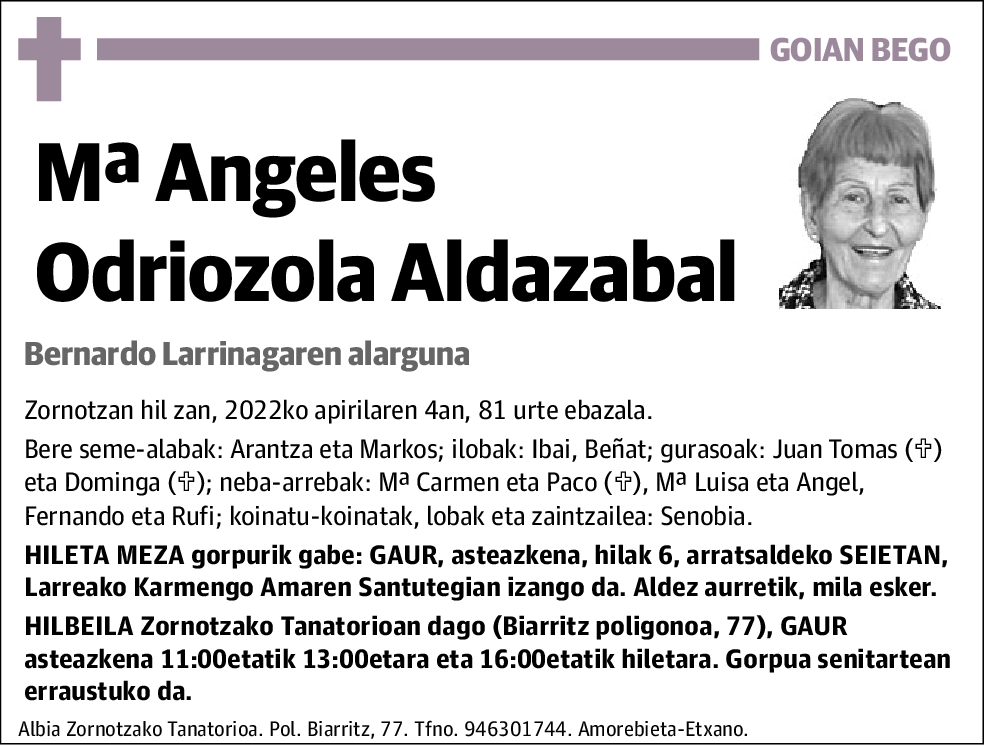 María Angeles Odriozola Aldazabal