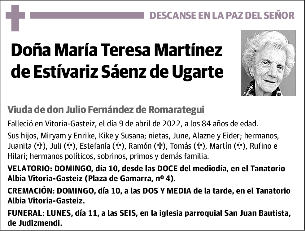 María Teresa Martínez de Estívariz Sáenz de Ugarte