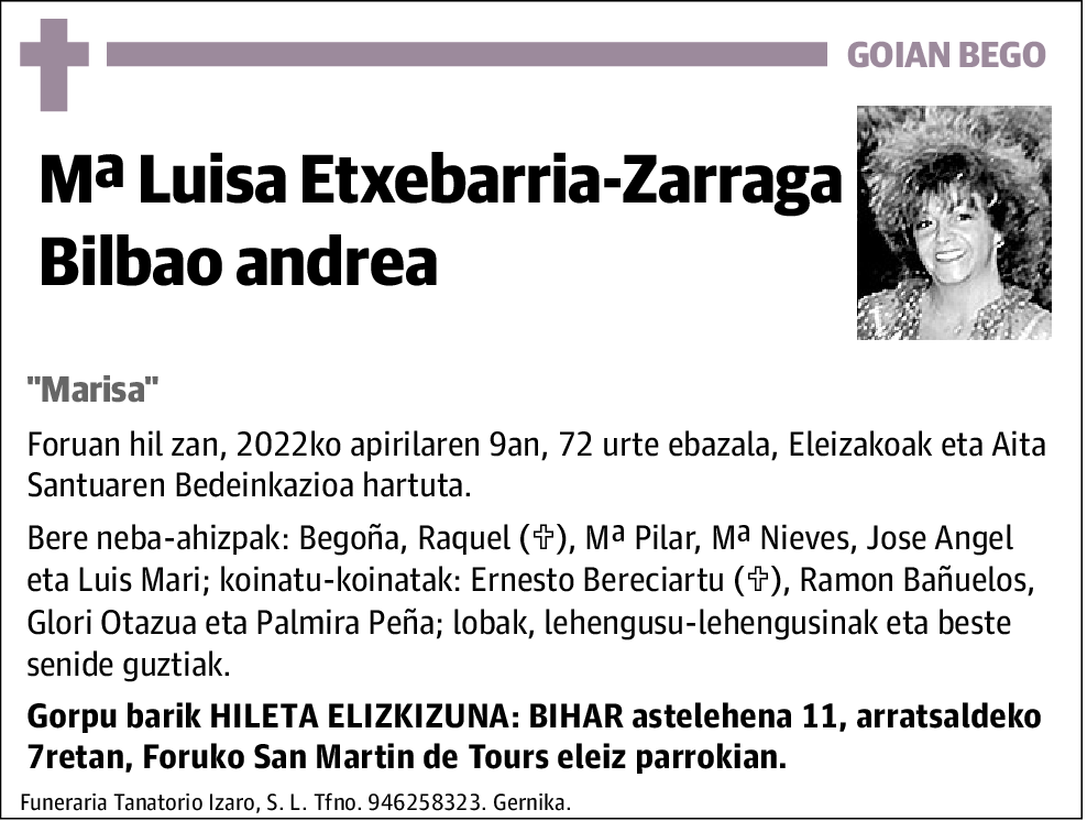 María Luisa Etxebarria Zarraga Bilbao