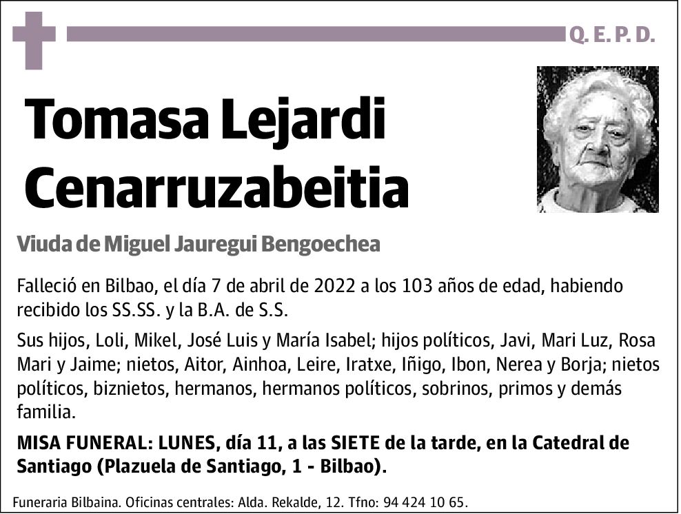 Tomasa Lejardi Cenarruzabeitia