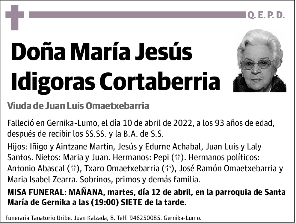 María jesús Idigoras Cortaberria