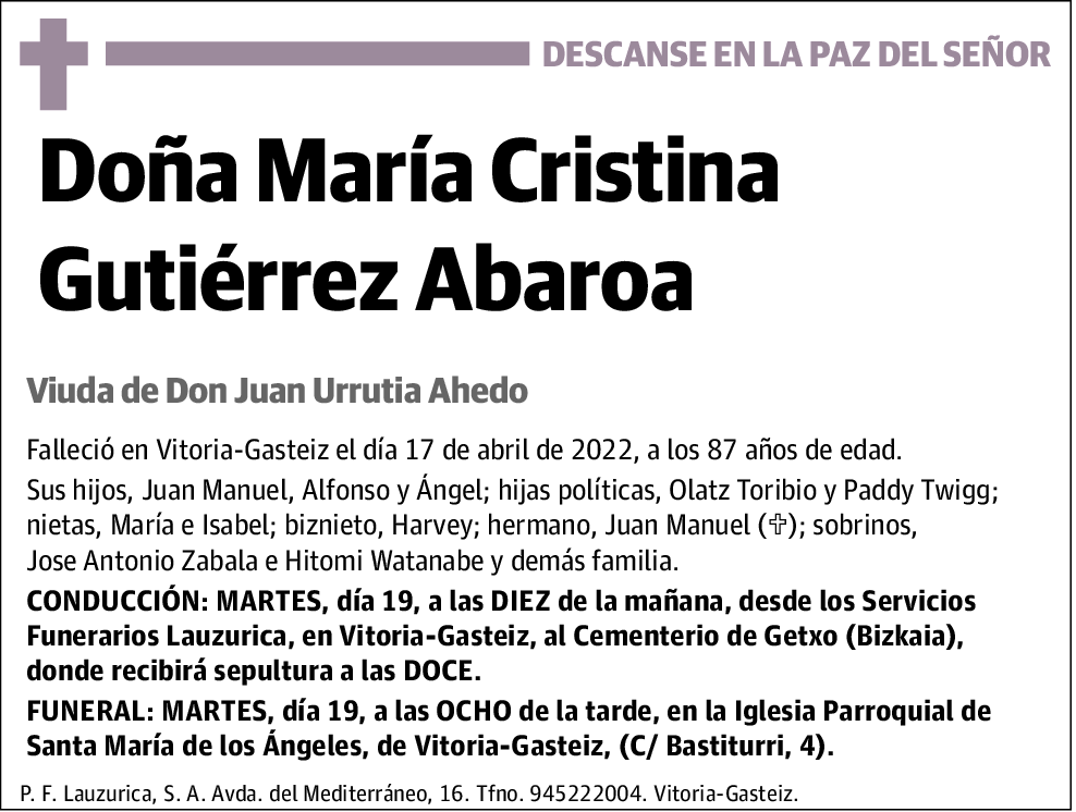 María Cristina Gutiérrez Abaroa