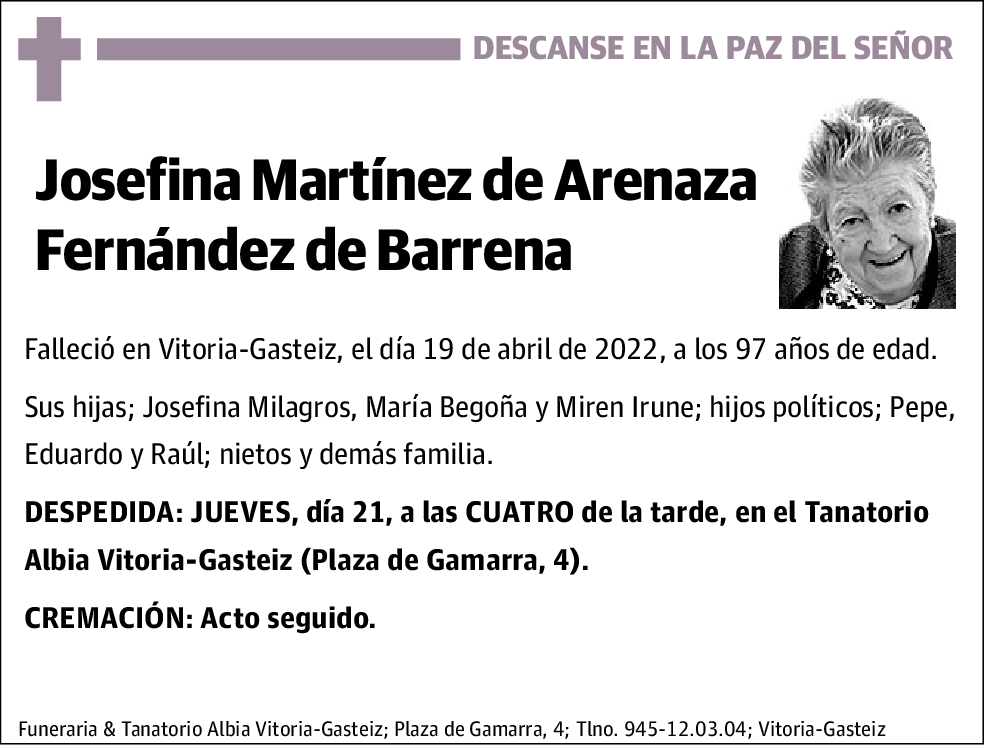 Josefina Martínez de Arenaza Fernández de Barrena