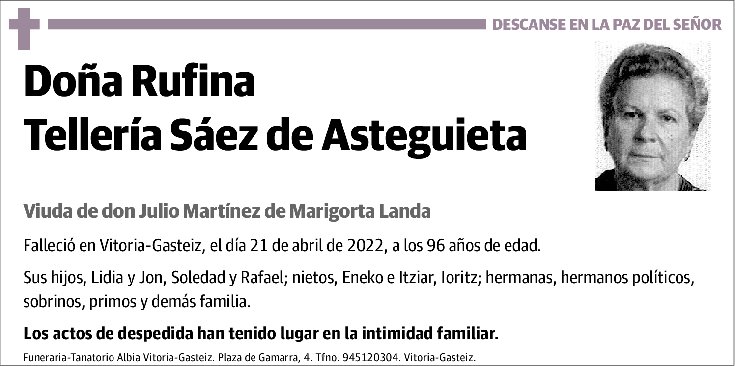 Rufina Tellería Sáez de Asteguieta