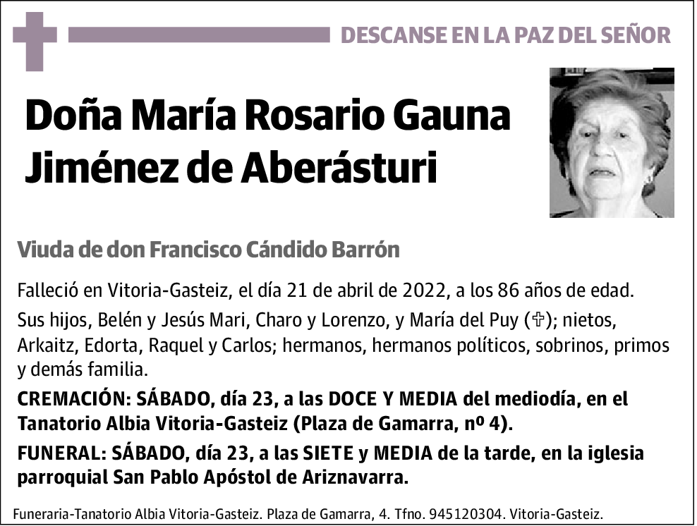 María Rosario Gauna Jiménez de Aberásturi