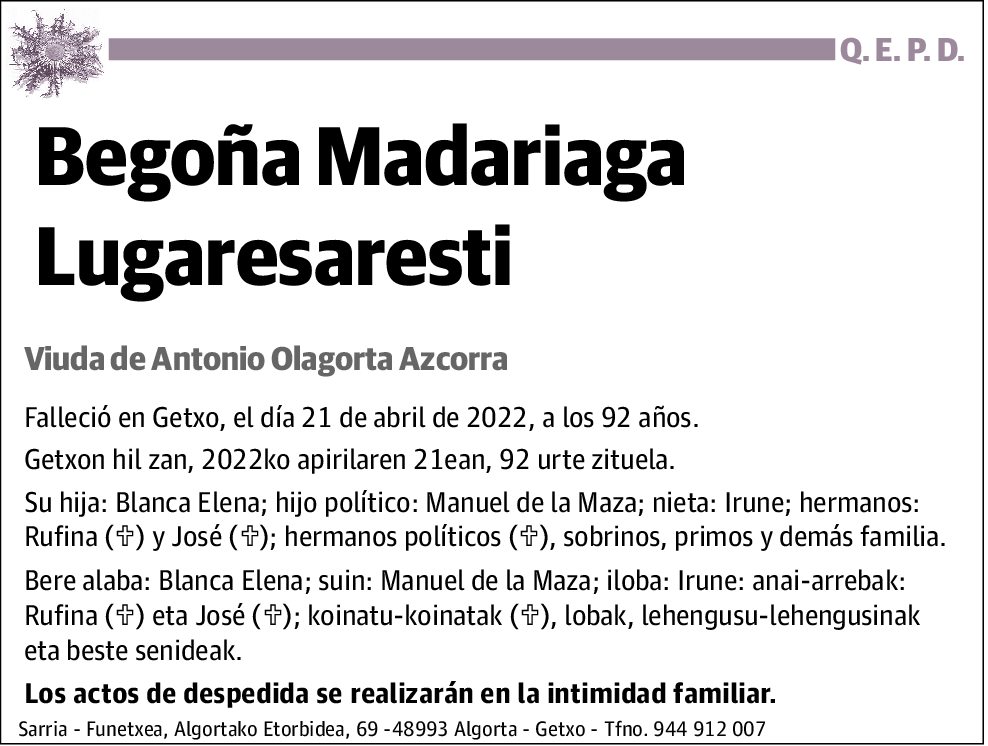 Begoña Madariaga Lugaresaresti