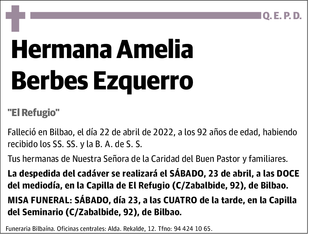 Hermana Amelia Berbes Ezquerro