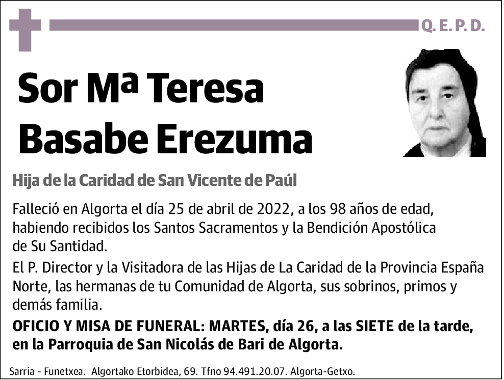 Sor Maria Teresa Basabe Erezuma