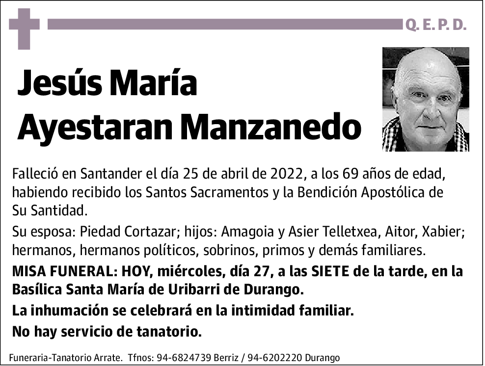 Jesús María Ayestaran Manzanedo