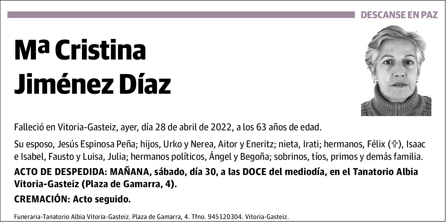 M Cristina Jiménez Díaz