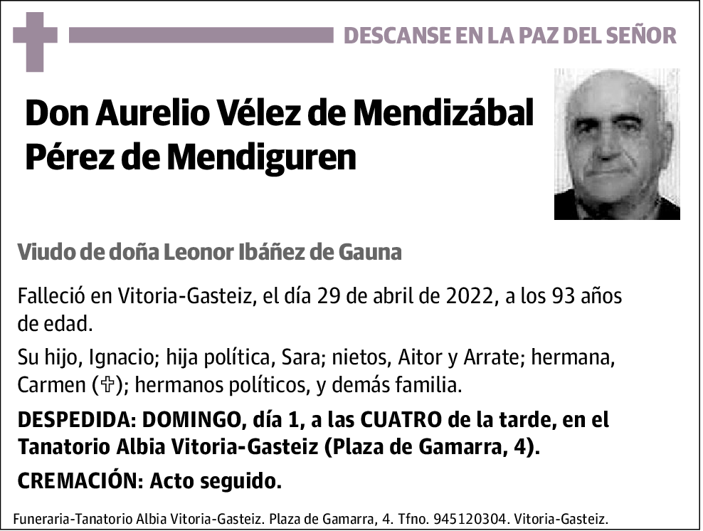 Aurelio Vélez de Mendizabal Pérez de Mendiguren