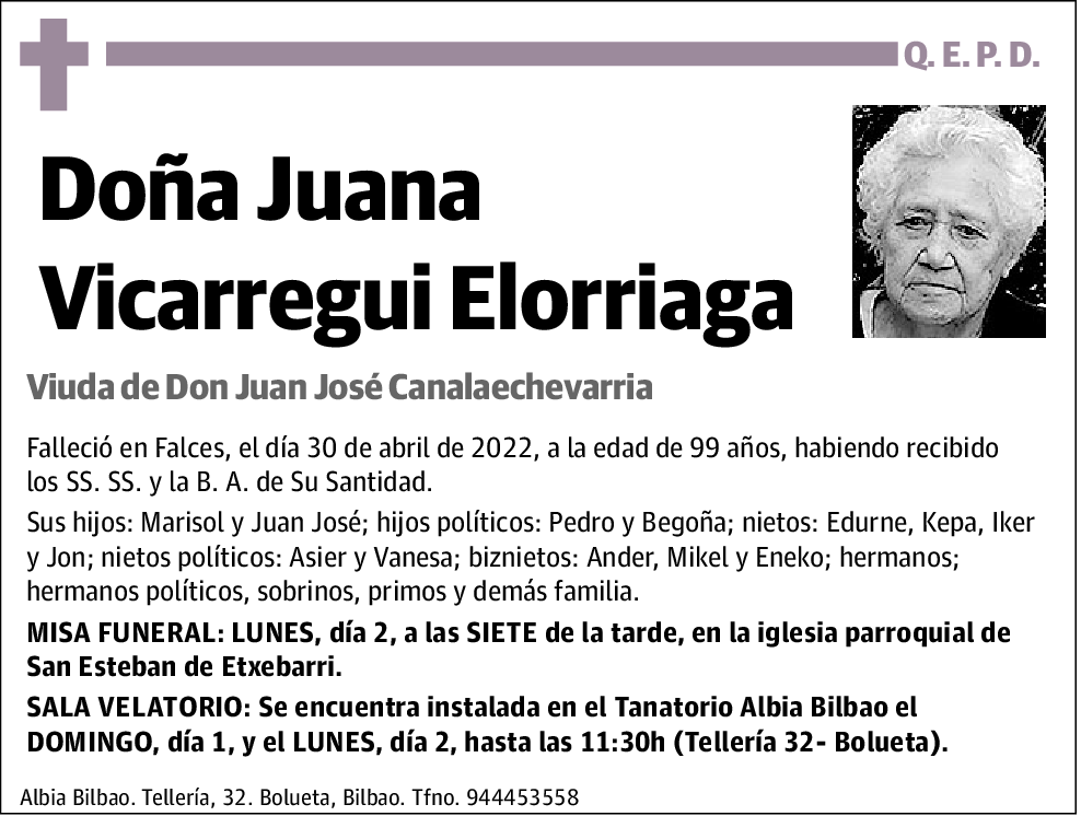 Juana Vicarregui Elorriaga