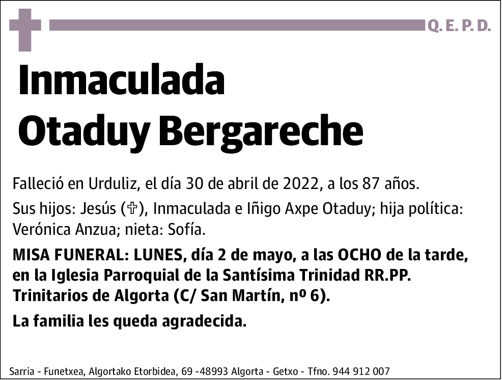 Inmaculada Otaduy Bergareche