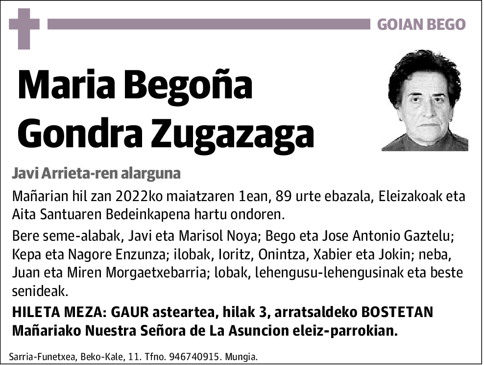 Maria Begoña Gondra Zugazaga