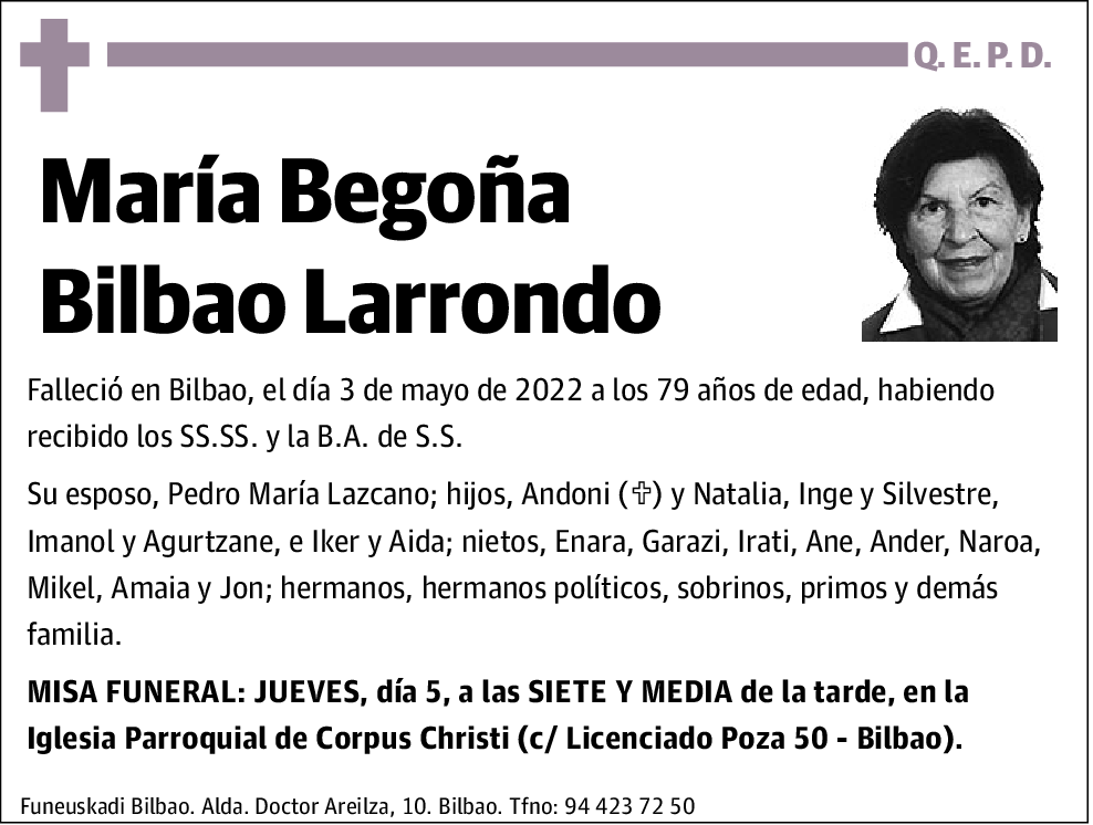 María Begoña Bilbao Larrondo