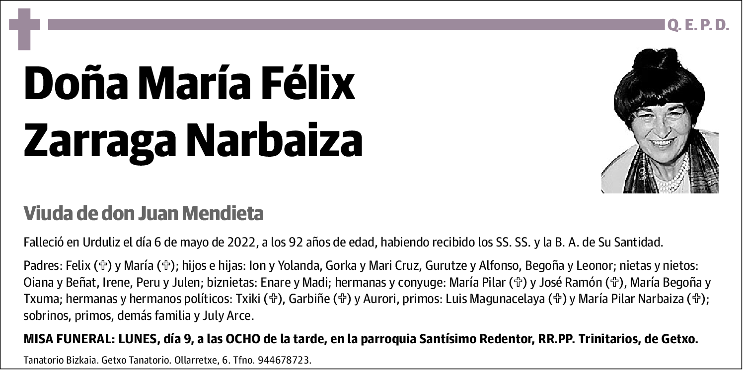 María Félix Zarraga Narbaiza