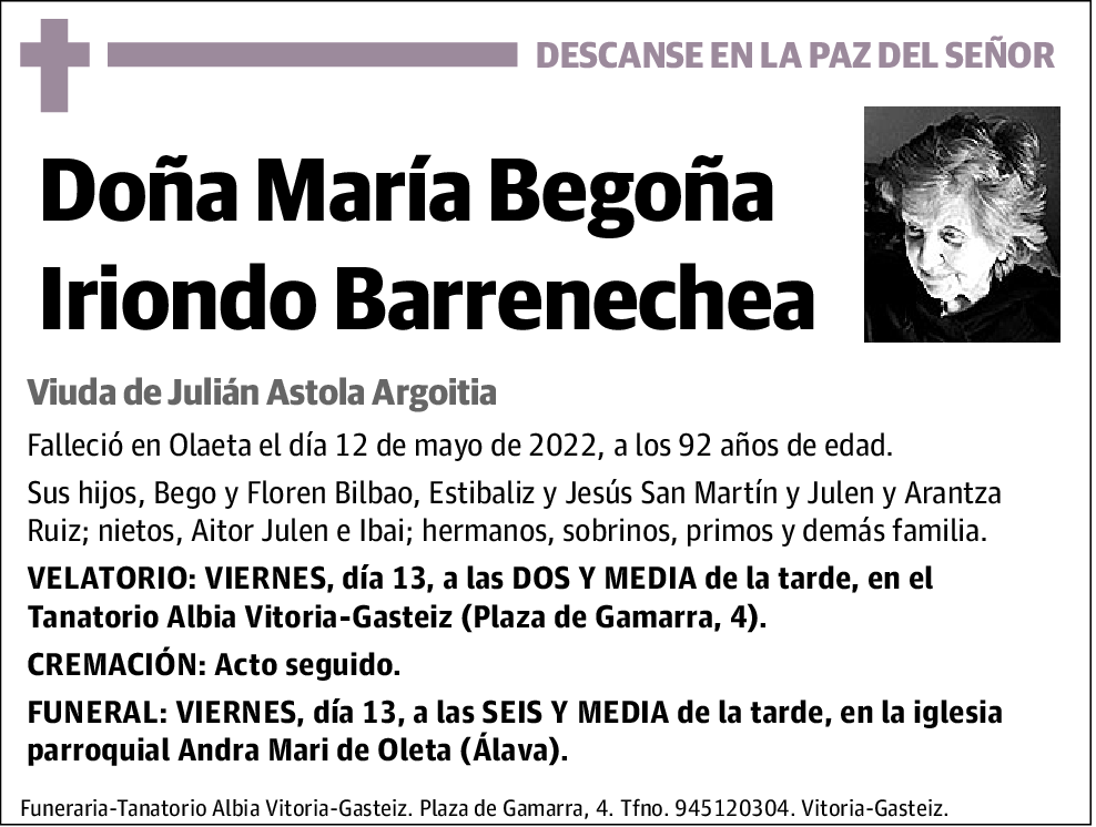 María Begoña Iriondo Barrenechea