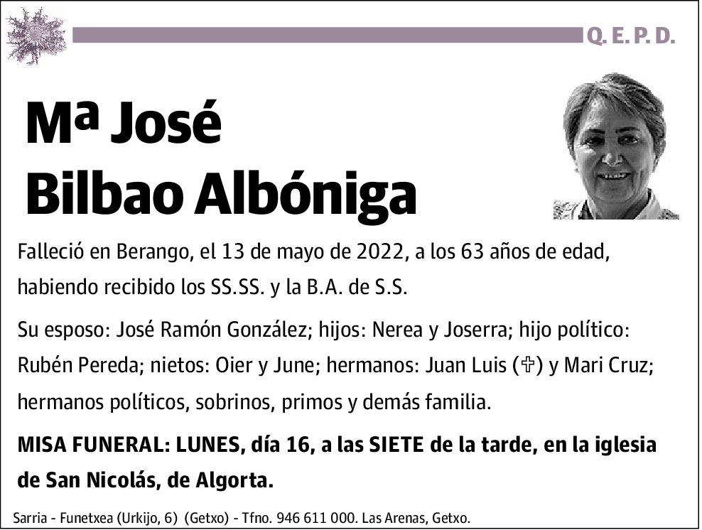 María José Bilbao Albóniga