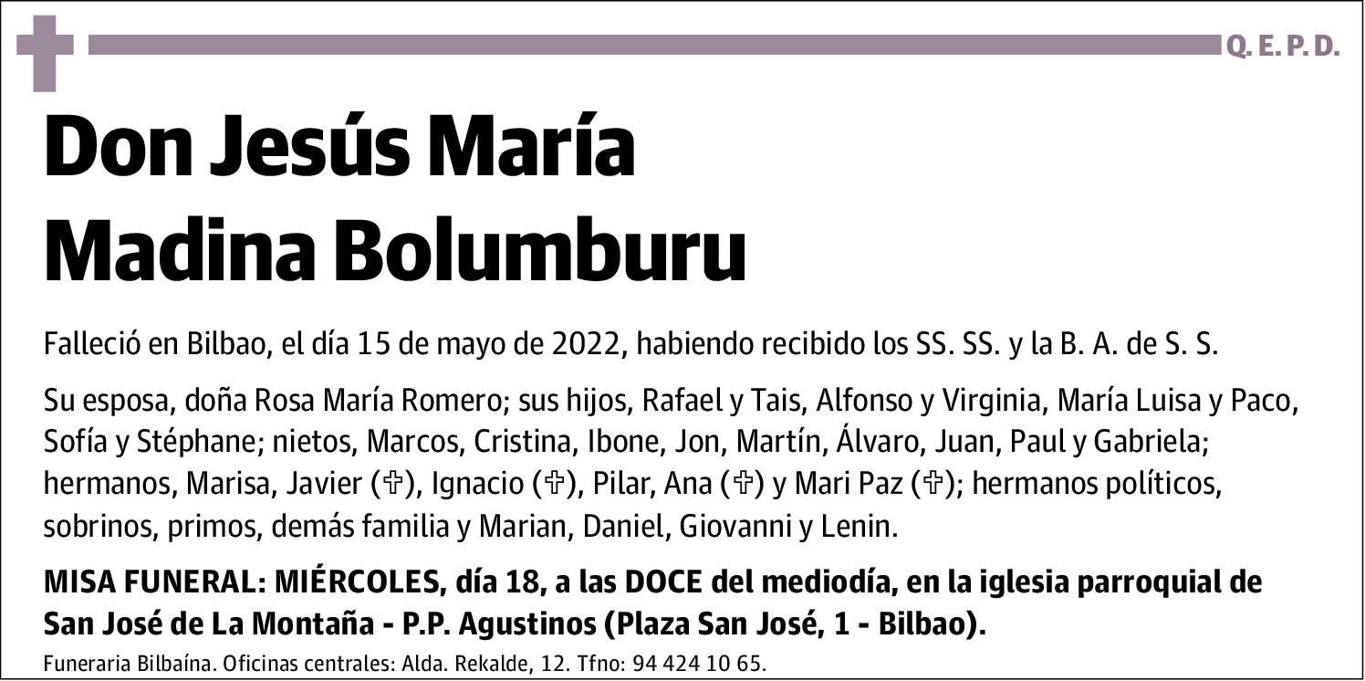 Jesús María Madina Bolumburu