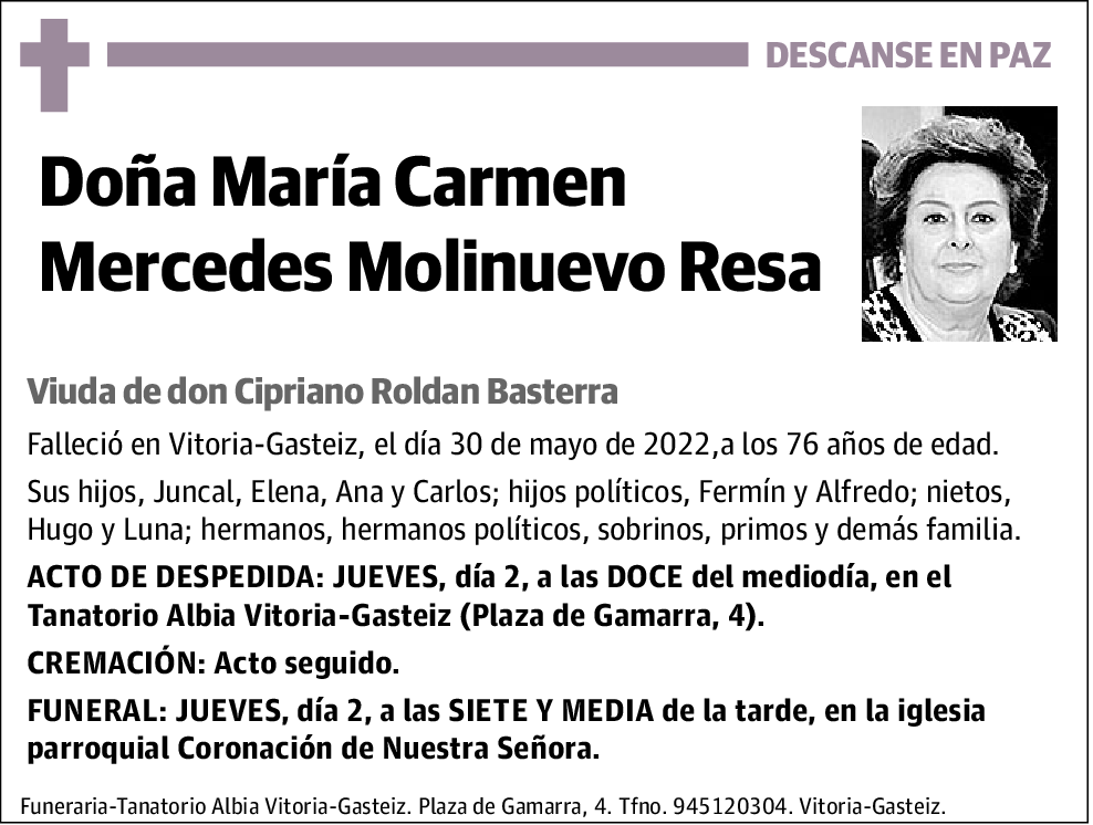 María Carmen Mercedes Molinuevo Resa