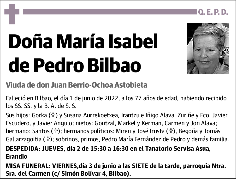 María Isabel de Pedro Bilbao