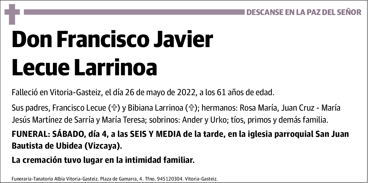 Francisco Javier Lecue Larrinoa