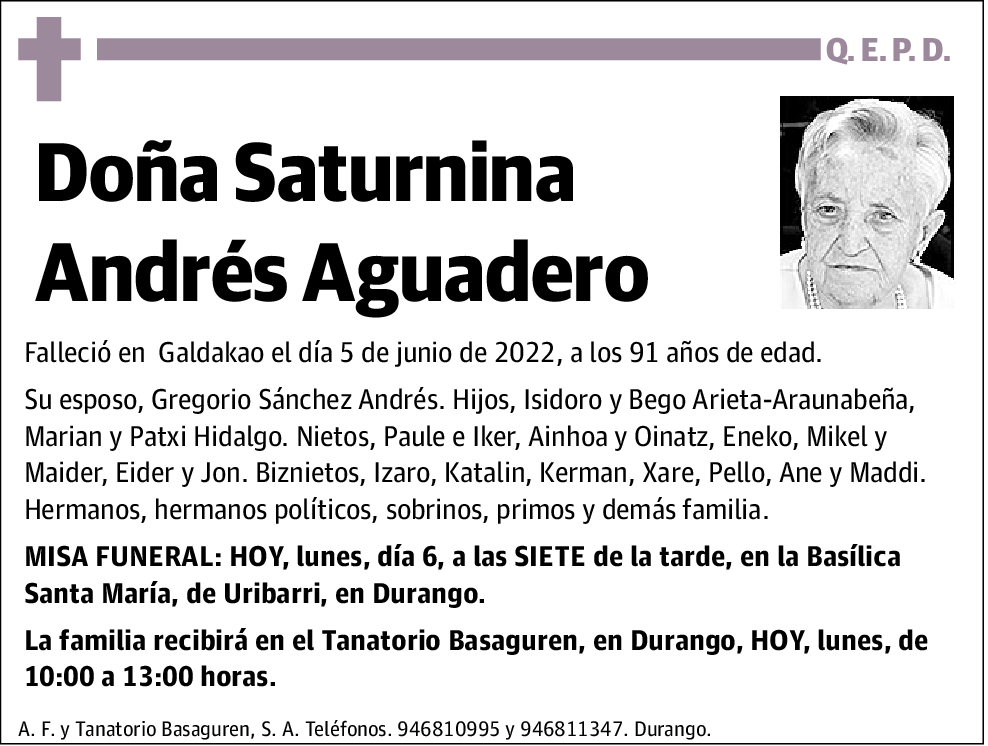 Saturnina Andres Aguadero