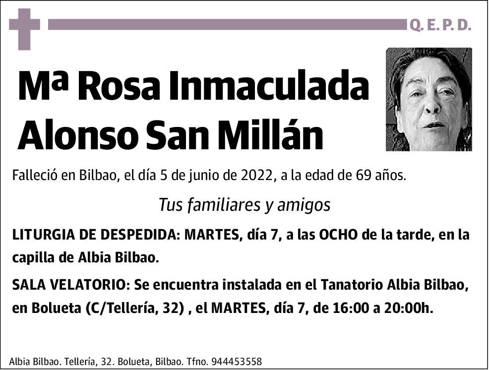 María Rosa Inmaculada Alonso San Millán