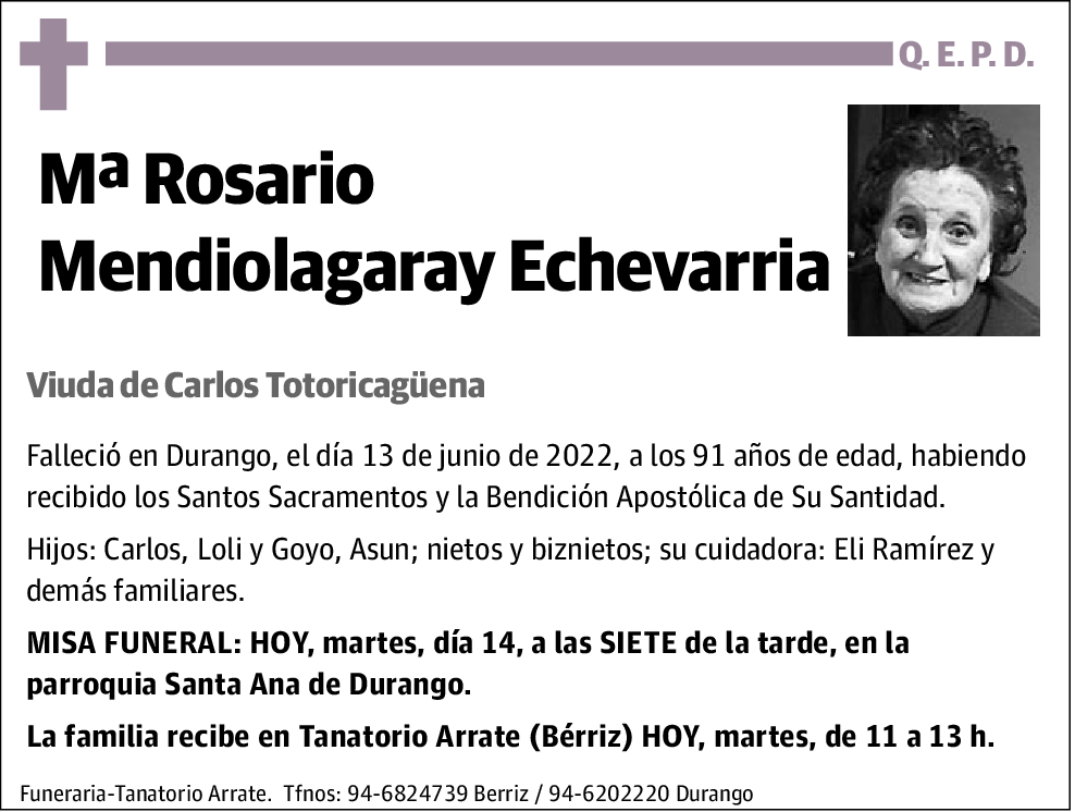 Mª Rosario Mendiolagaray Echevarria