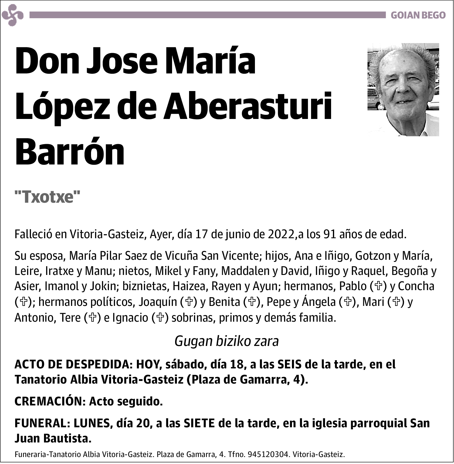 José María López De Aberasturi Barrón