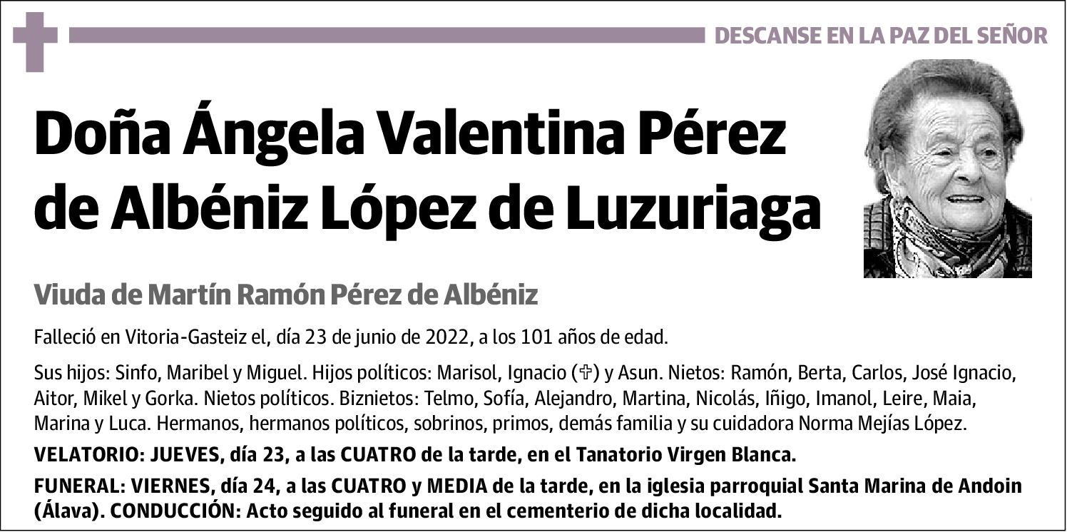 Ángela Valentina Pérez de Albéniz López de Luzuriaga