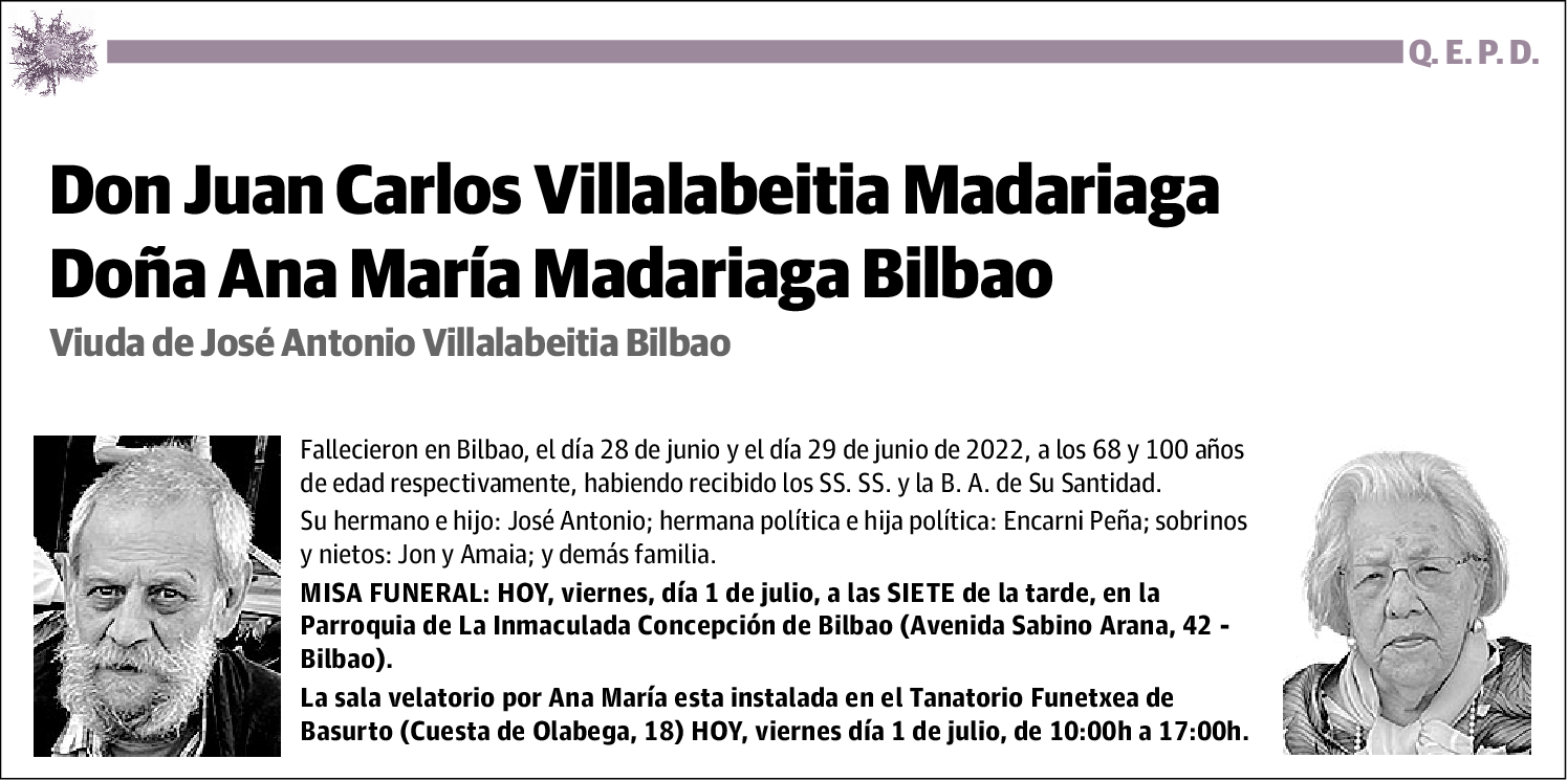 Juan Carlos Villalabeitia Madariaga Ana María Madariaga Bilbao