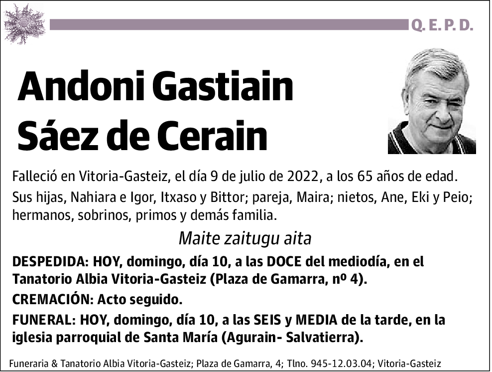 Andoni Gastiain Sáez de Cerain