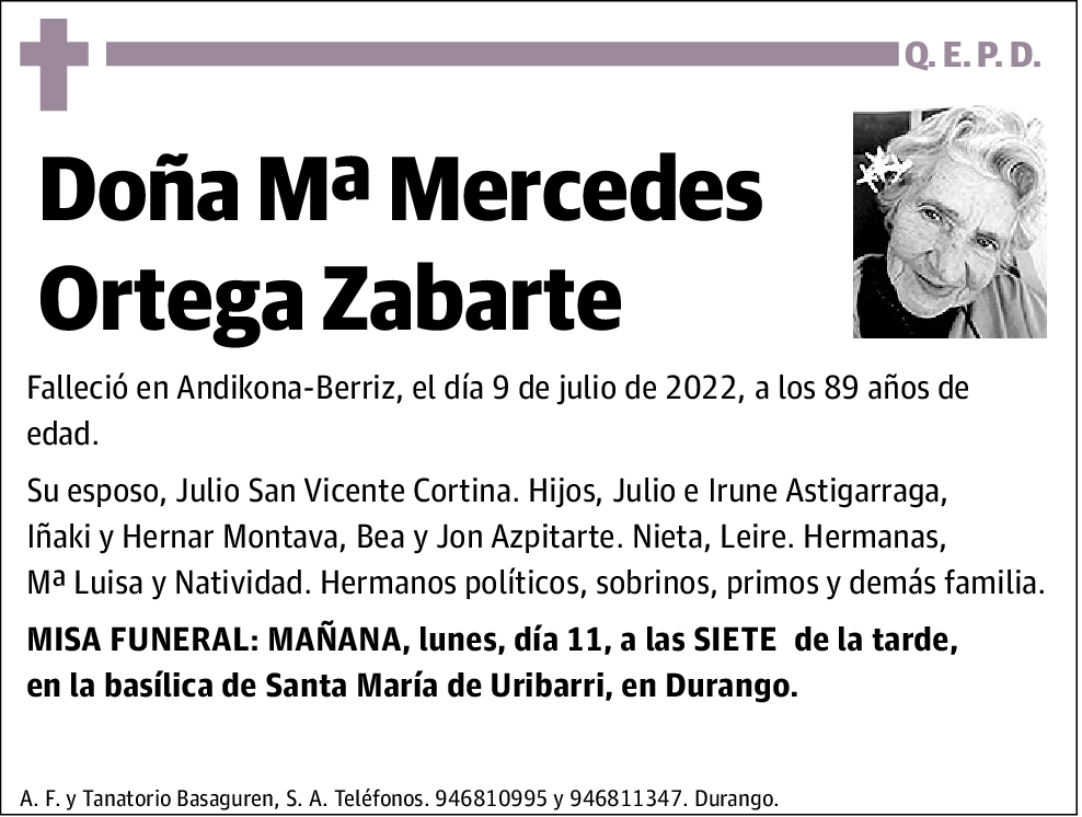 Mª Mercedes Ortega Zabarte