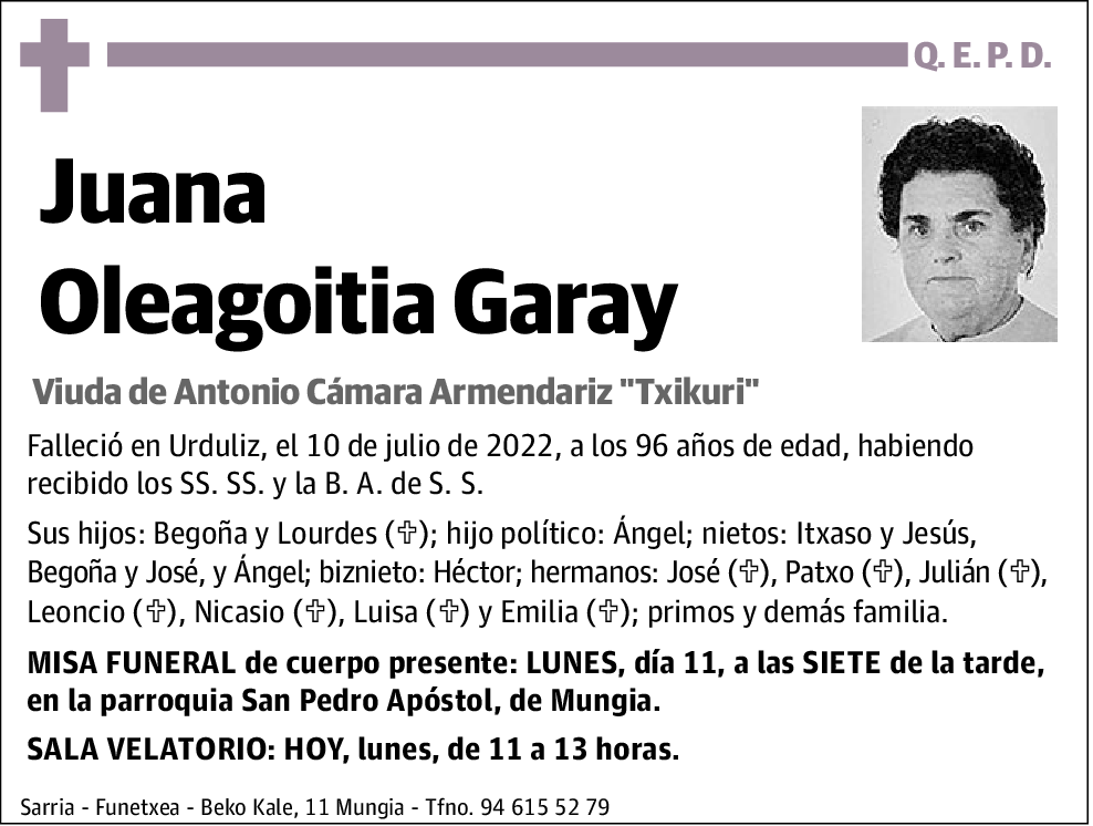 Juana Oleagoitia Garay