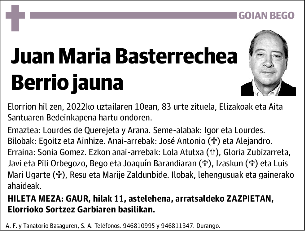 Juan Maria Basterrechea Berrio