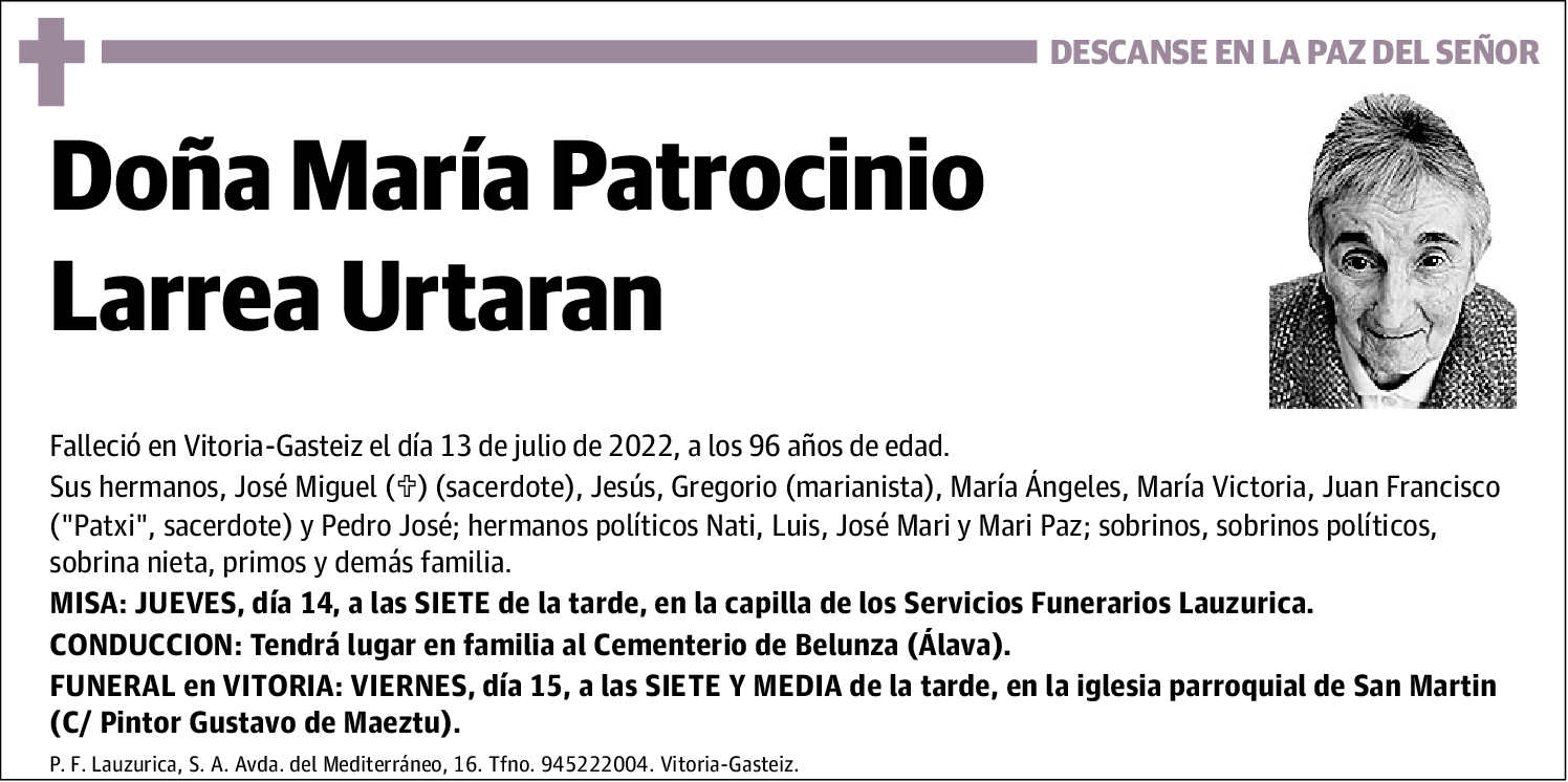 María Patrocinio Larrea Urtaran