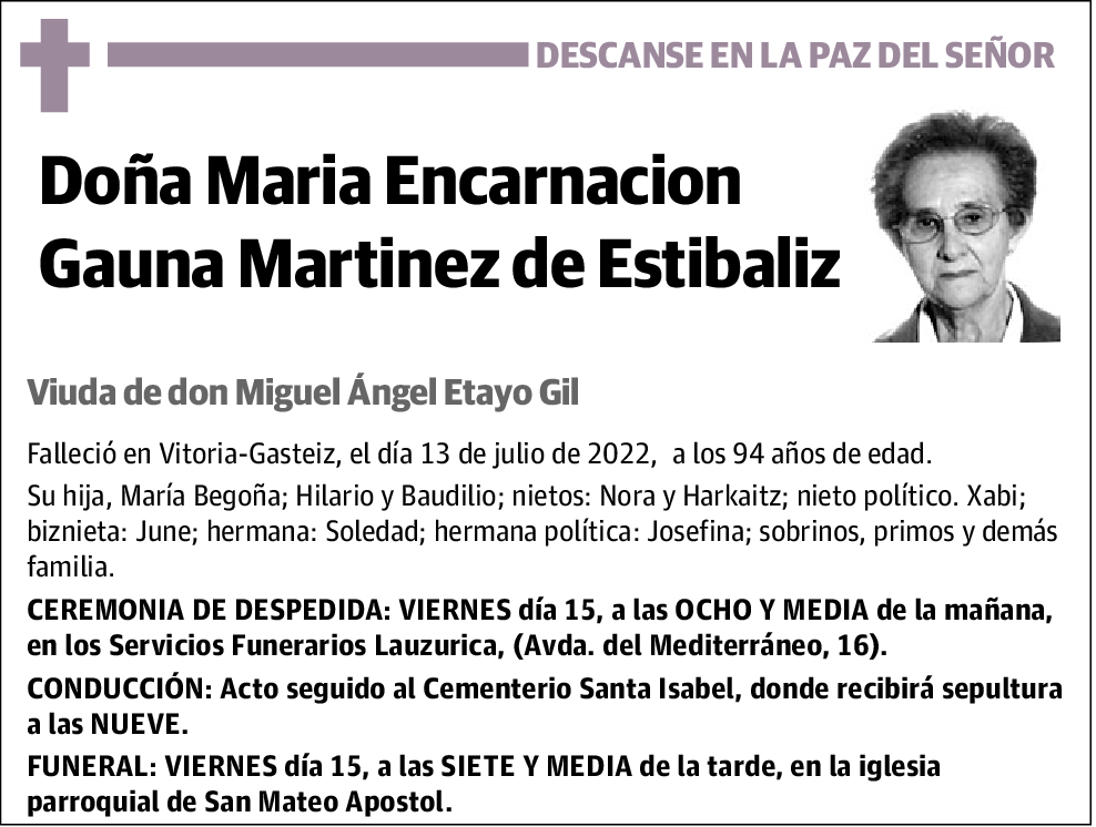 María Encarnación Gauna Maríinez de Estibaliz