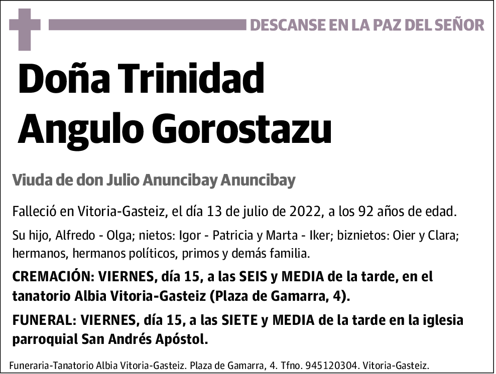 Trinidad Angulo Gorostazu