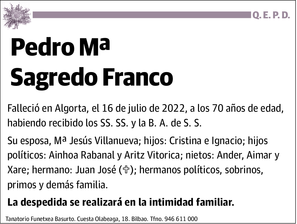 Pedro María Sagredo Franco