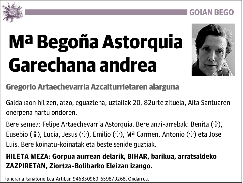 Mª Begoña Astorquia Garechana