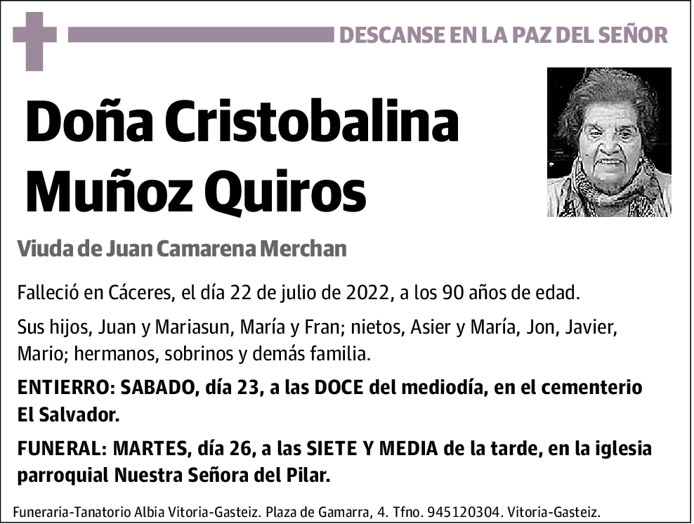 Cristobalina Muñoz Quiros