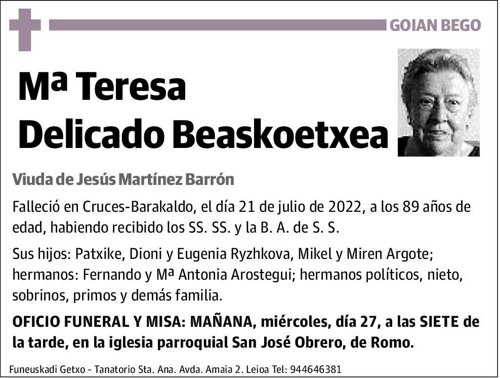 Mª Teresa Delicado Beaskoetxea