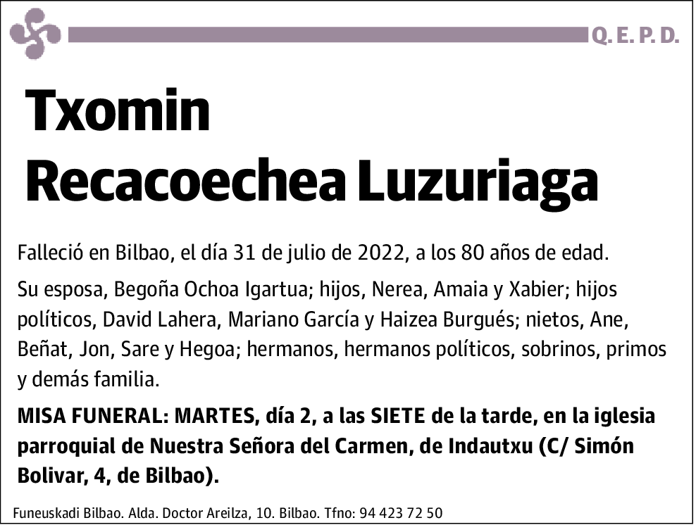 Txomin Recacoechea Luzuriaga